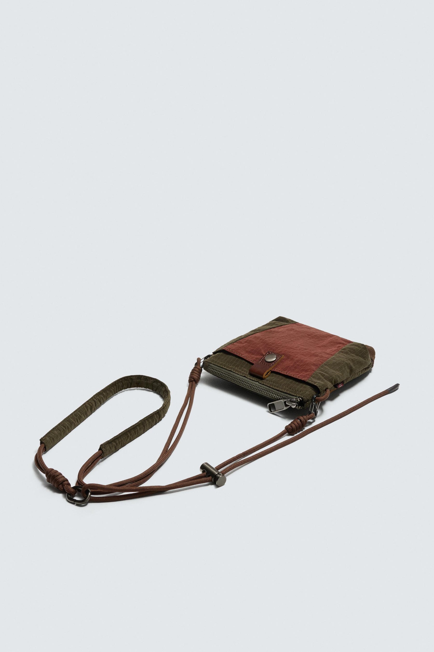 TECHNICAL CROSSBODY BAG WITH LEATHER DETAILS