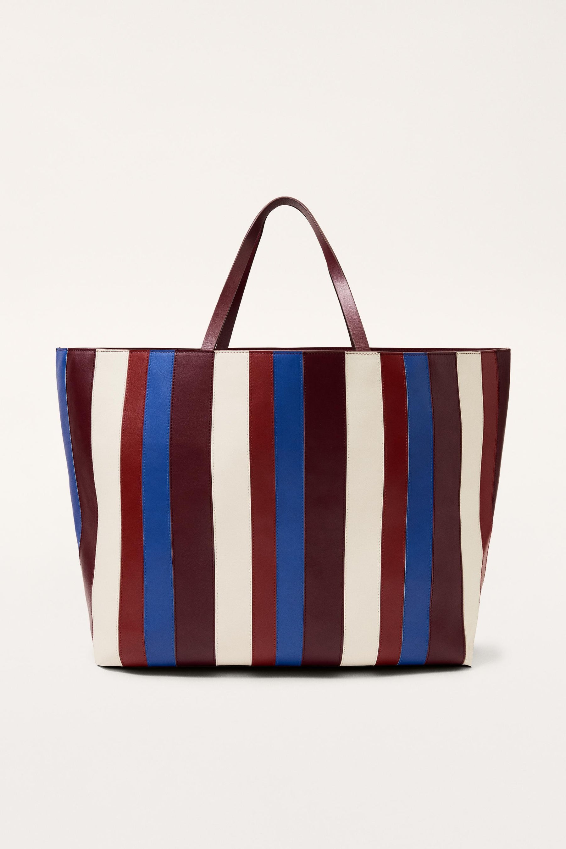 LEATHER STRIPED SHOPPER BAG