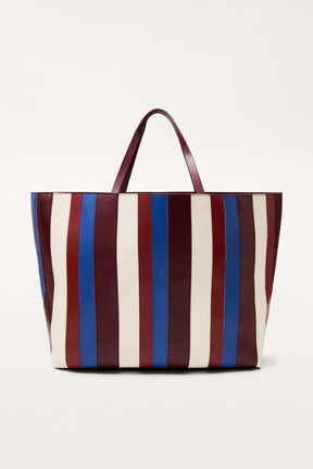 LEATHER STRIPED SHOPPER BAG