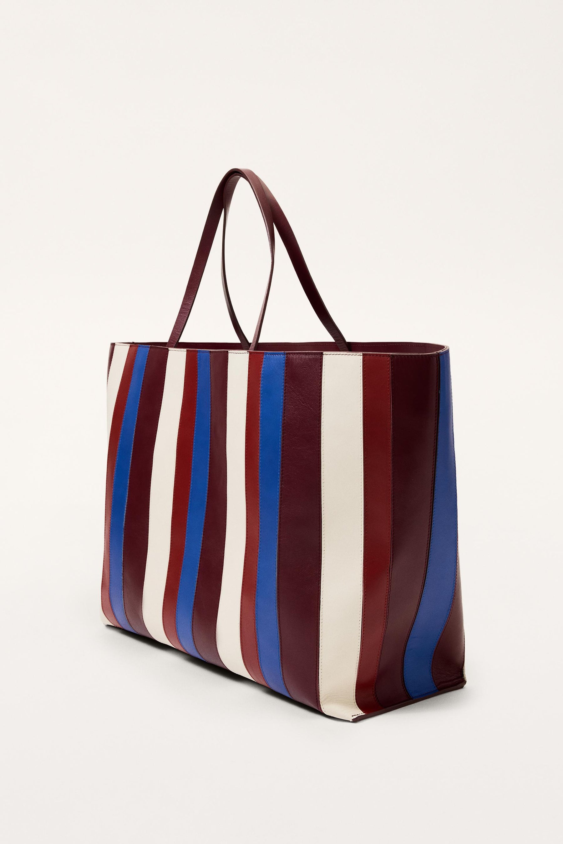 LEATHER STRIPED SHOPPER BAG