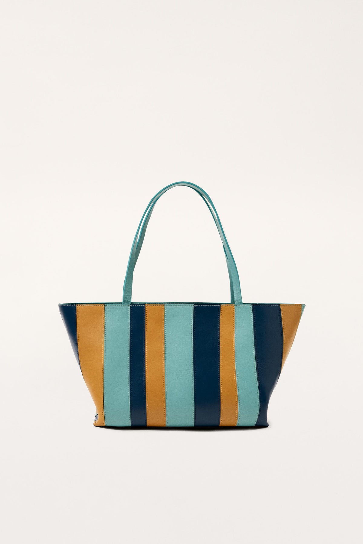Striped Leather Tote Bag