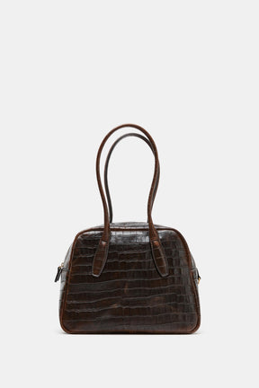 Embossed Leather Bowling Bag