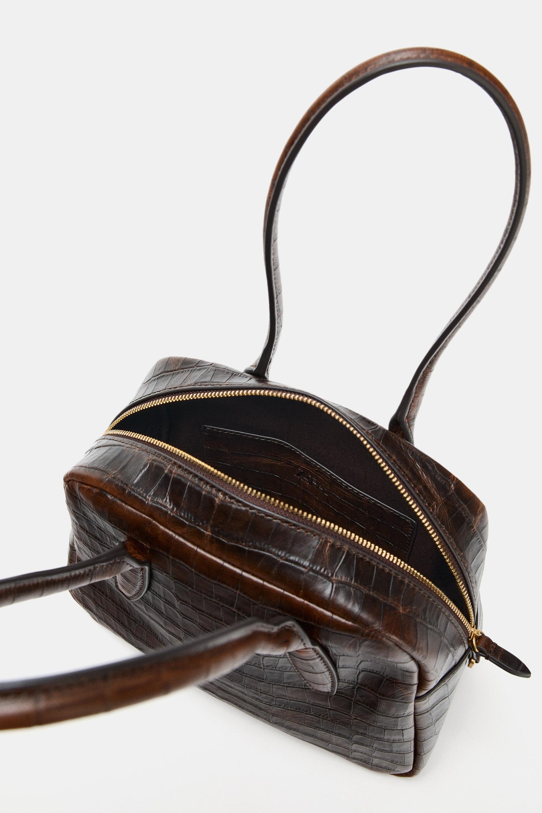 Embossed Leather Bowling Bag