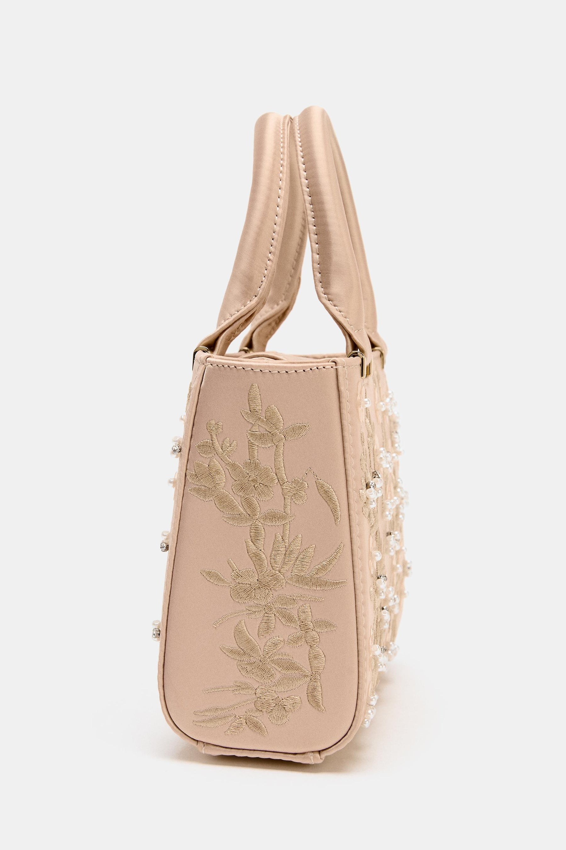 Embroidered Structured Handbag