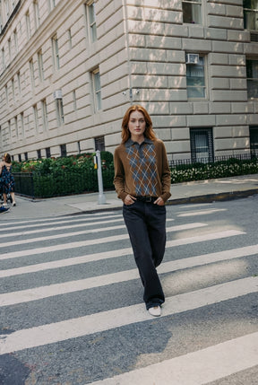 Argyle Knit Polo Shirt