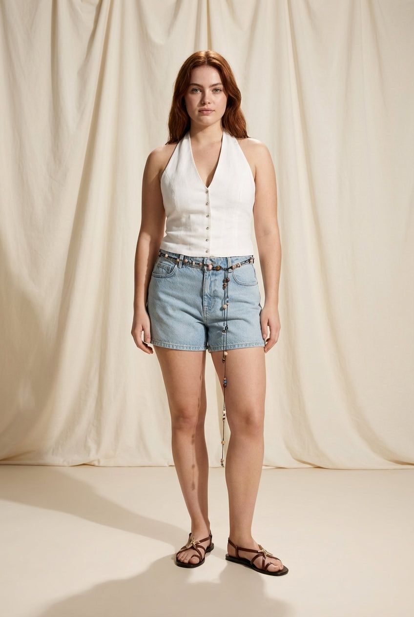 Mid-Waist Mom Fit Shorts