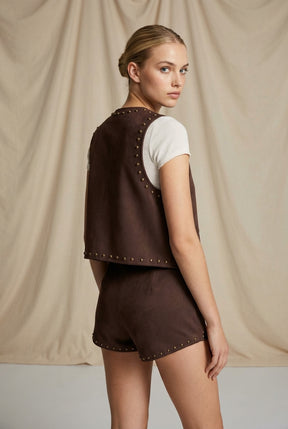 Faux Suede Studded Shorts