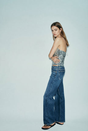 Sequinned Halter Blouse