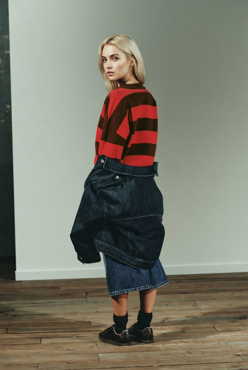 Striped Knit Polo Shirt