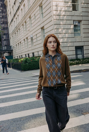 Argyle Knit Polo Shirt