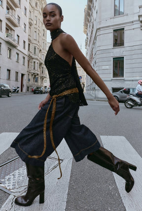 Metallic Thread Halter Top