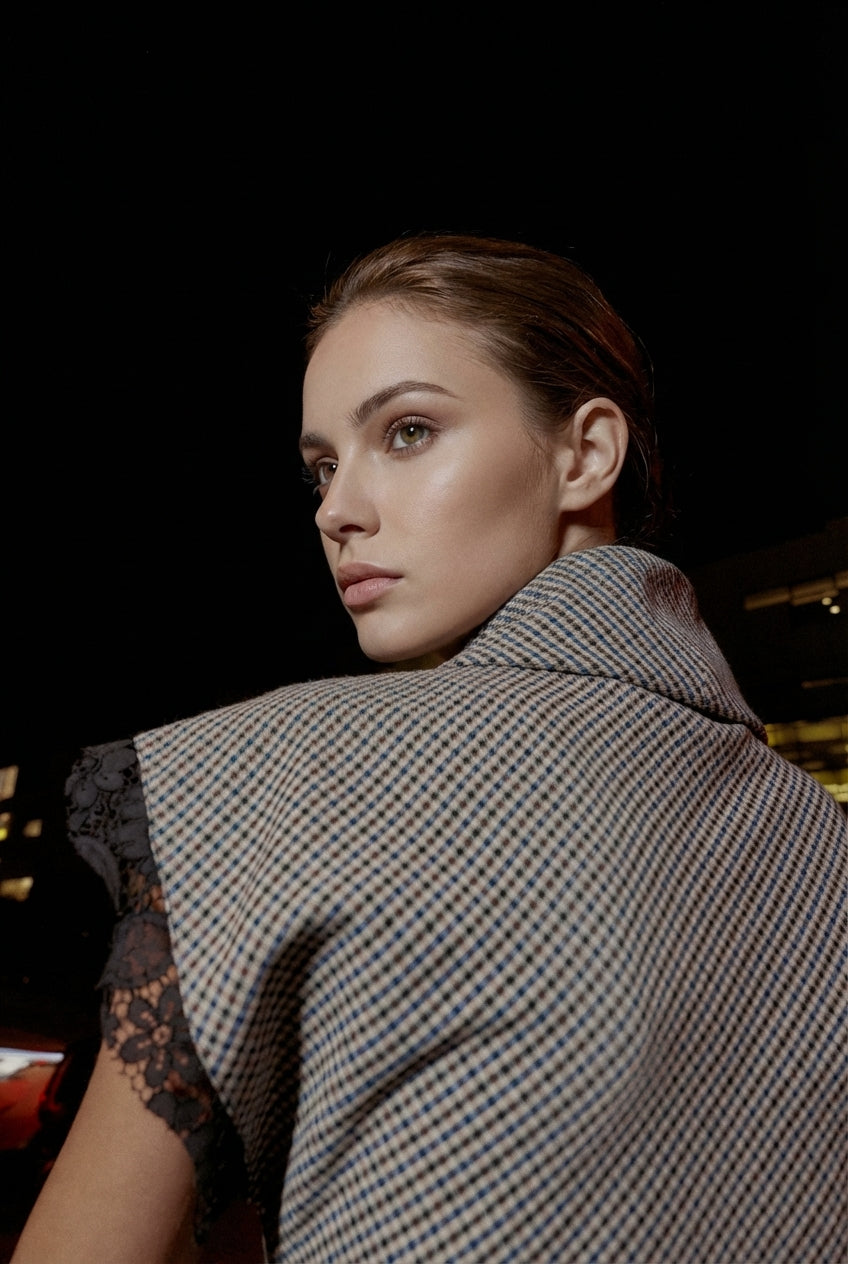 Houndstooth Lace Blouse