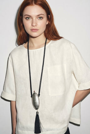 Linen Short Sleeve Top