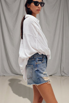 Ripped low-rise shorts