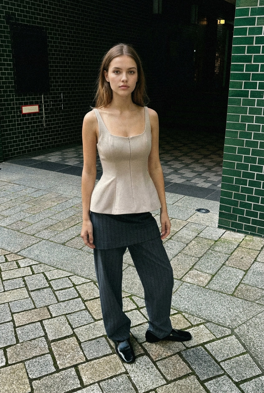 ZIPPED PEPLUM BLOUSE