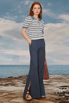 Striped Knit Polo Shirt