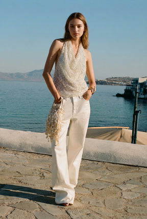 Sequinned Halter Top