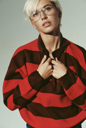 Striped Knit Polo Shirt