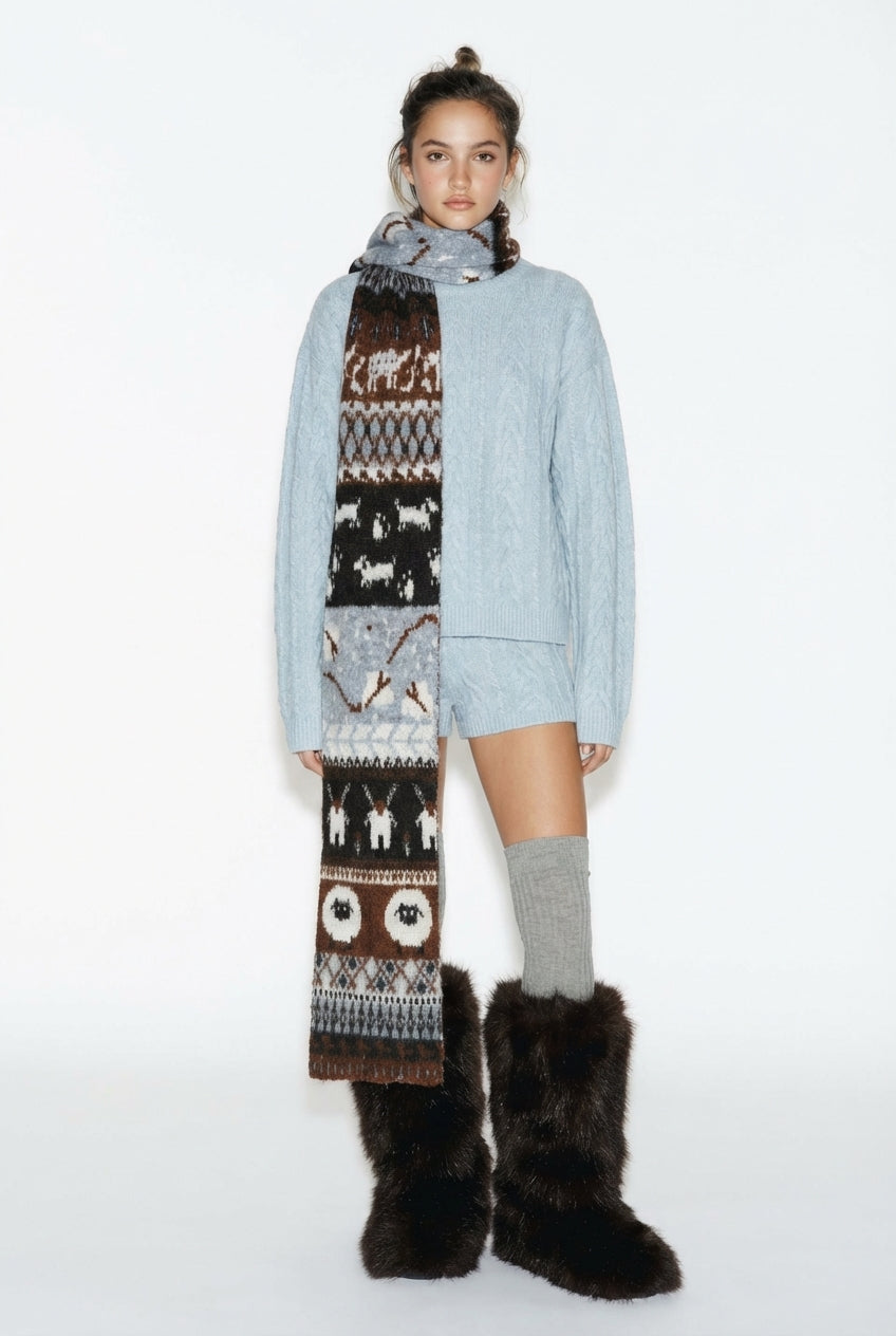 Wool Cable Knit Shorts