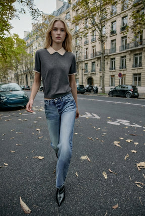 Lace-Trimmed Polo Shirt