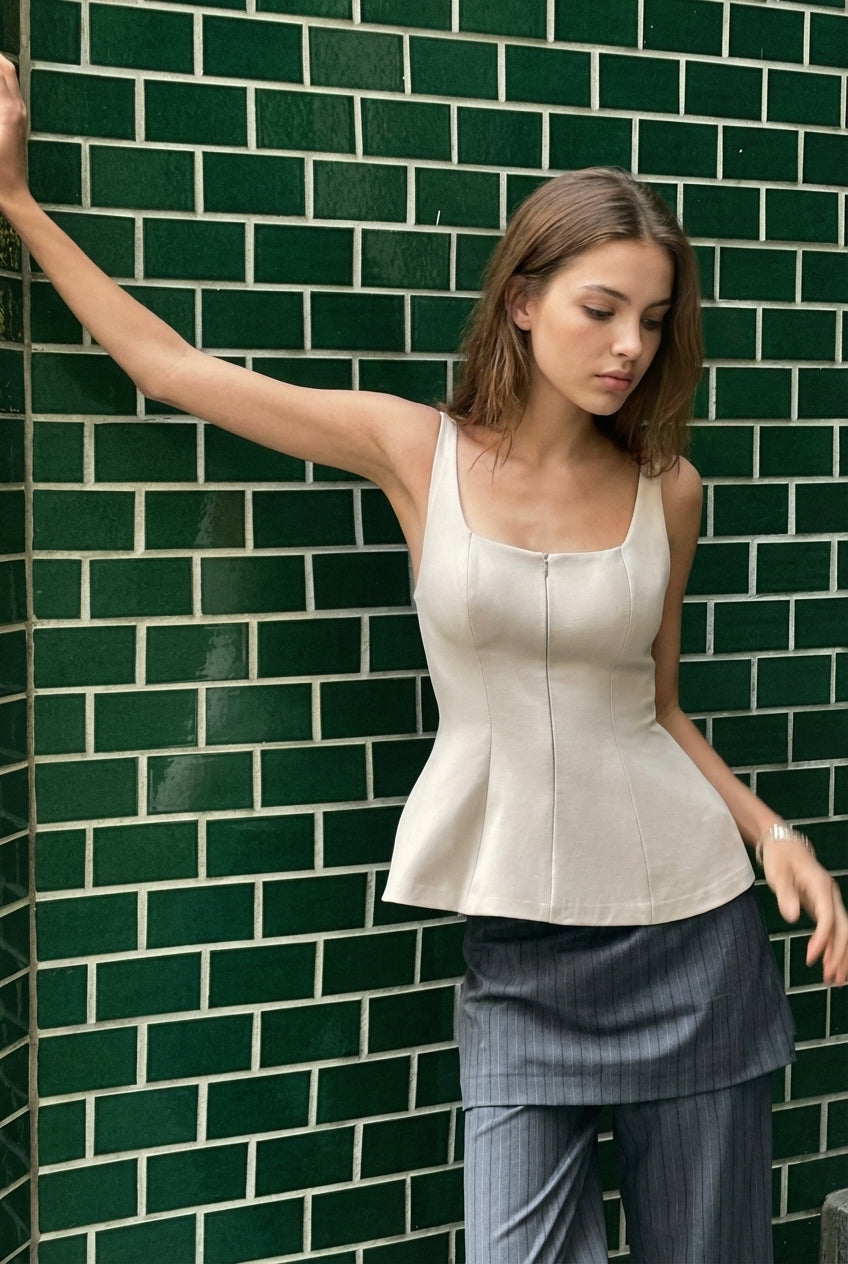 ZIPPED PEPLUM BLOUSE