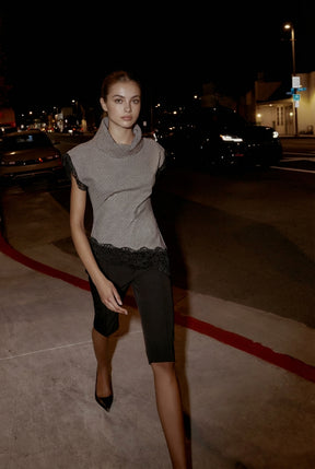 Houndstooth Lace Blouse