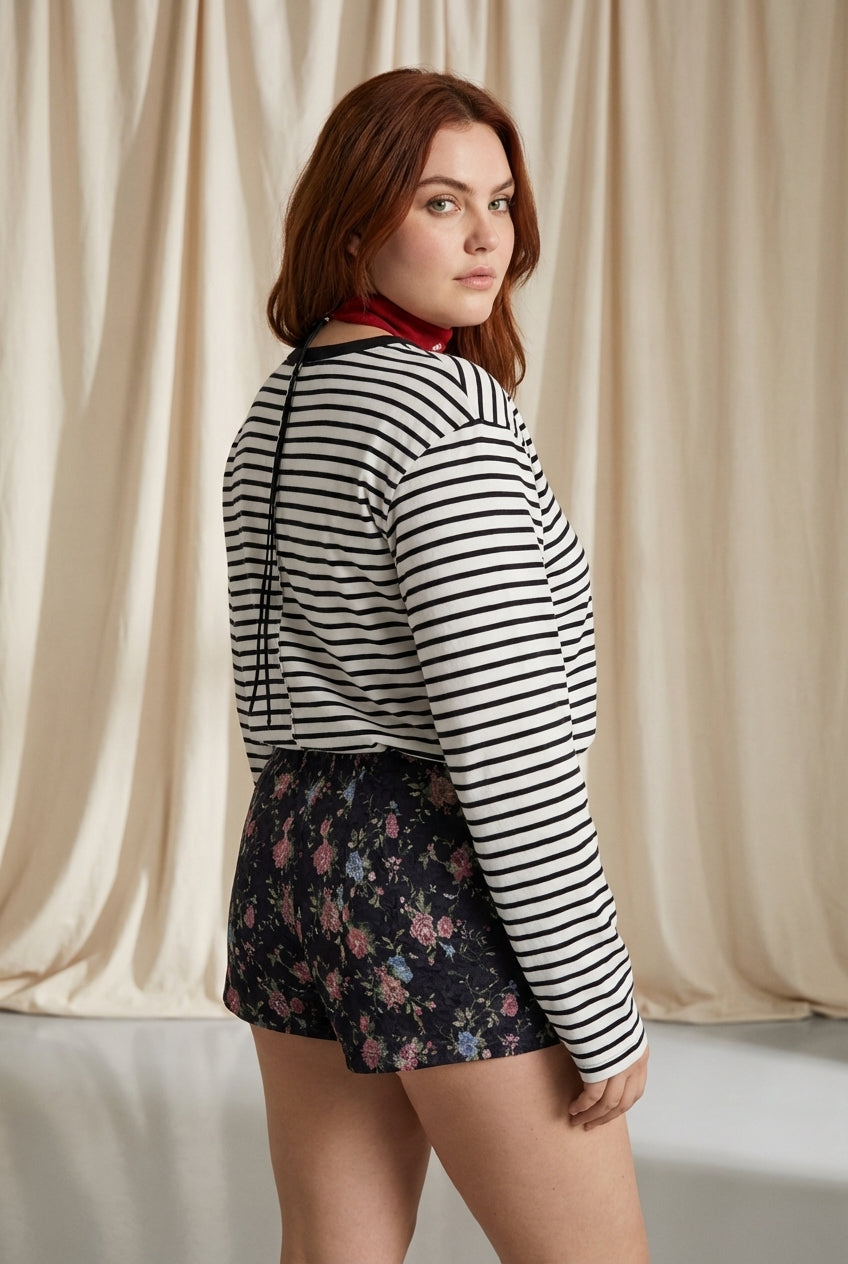 FLORAL JACQUARD MINI SHORTS