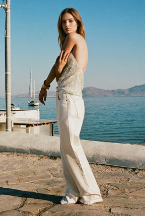 Sequinned Halter Top