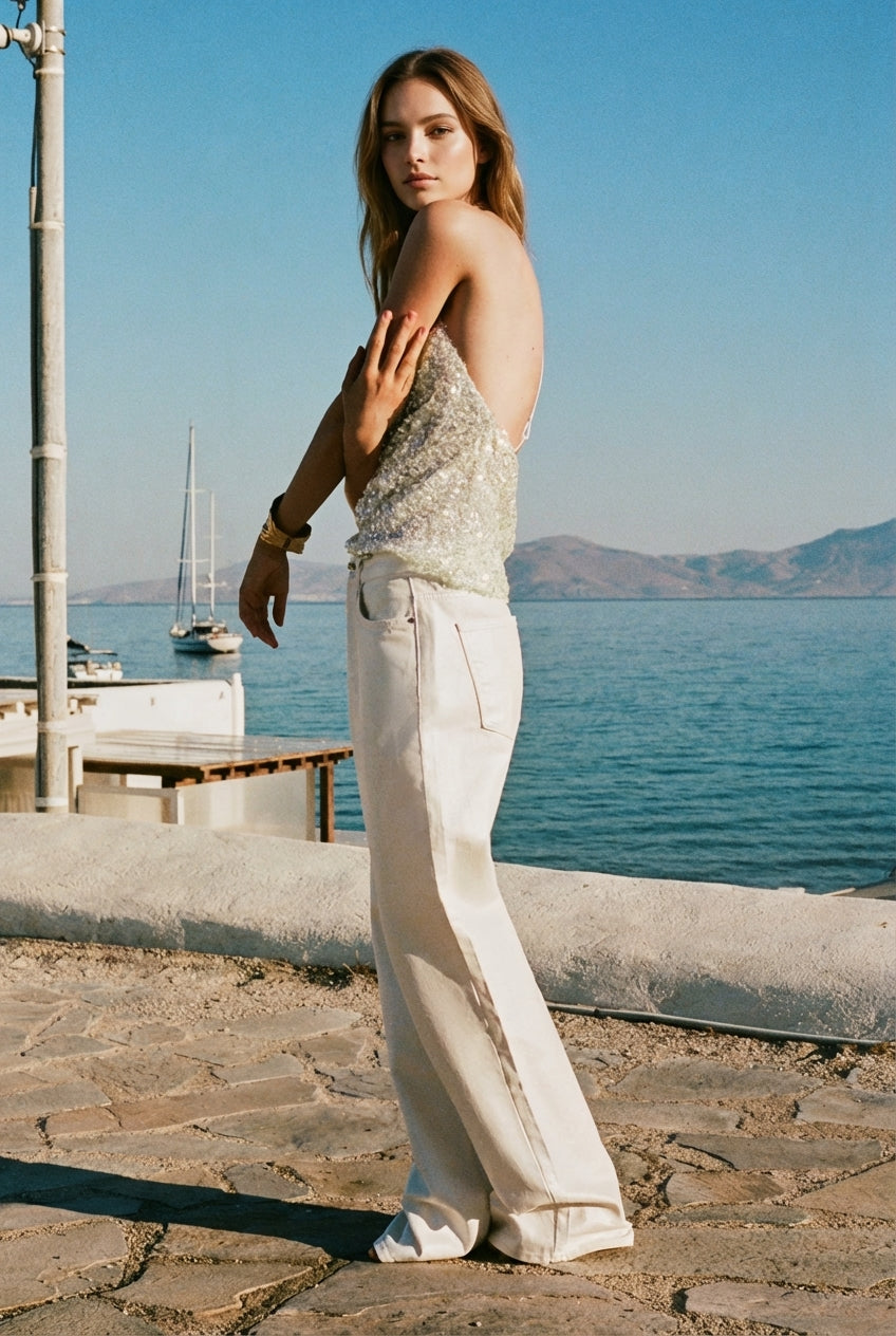 Sequinned Halter Top