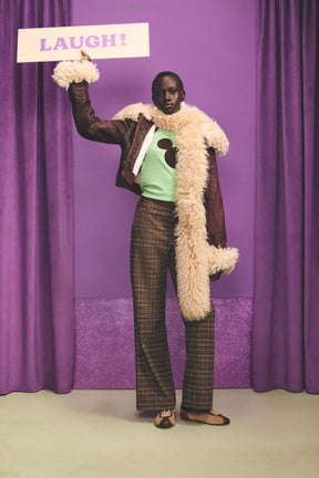 Checked Flare Fit Trousers