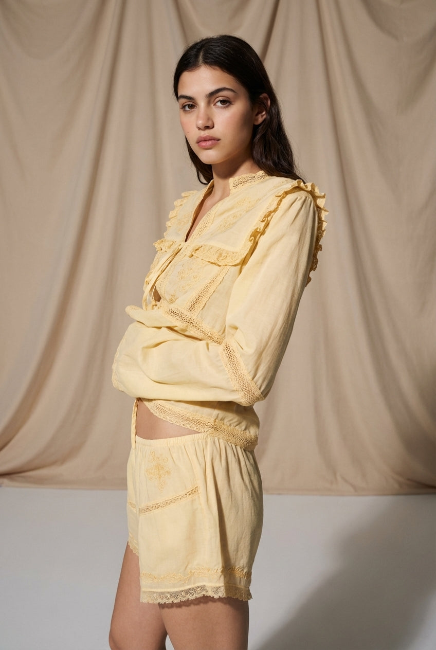 Floral Lace Embroidered Shorts