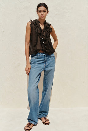 Ruffled Sheer Top