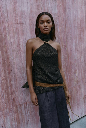 Metallic Thread Halter Top