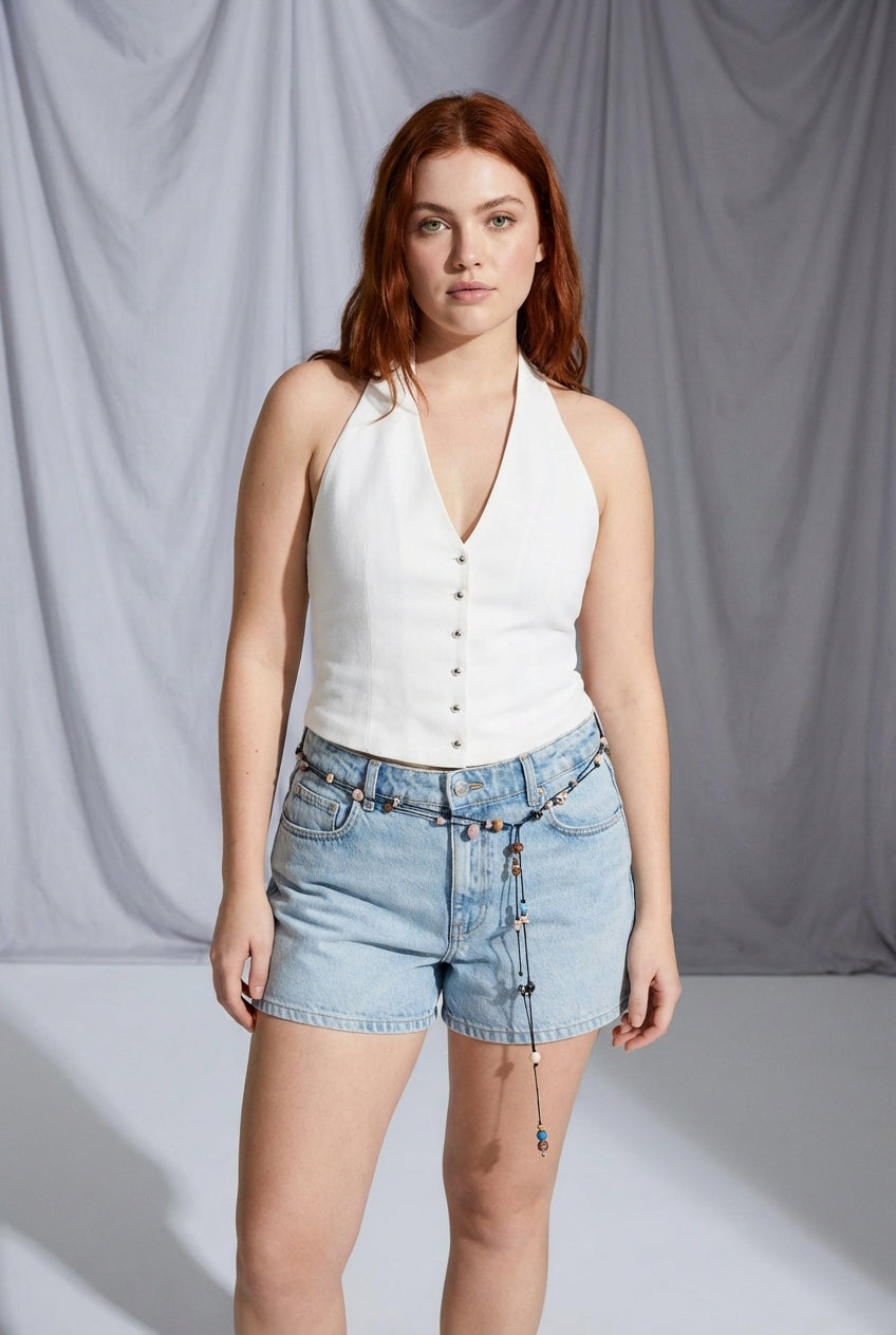 Mid-Waist Mom Fit Shorts