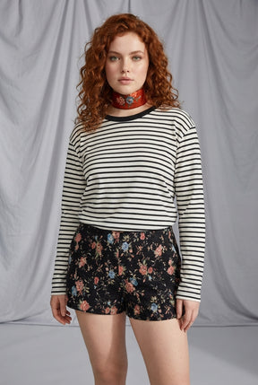 FLORAL JACQUARD MINI SHORTS