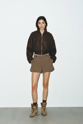 Pleated Button Shorts