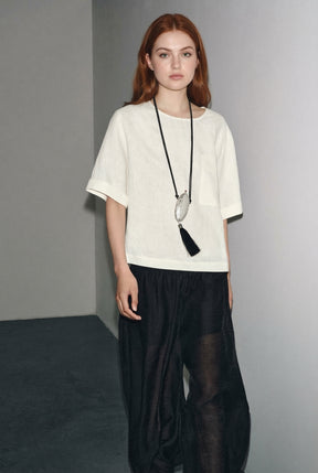 Linen Short Sleeve Top