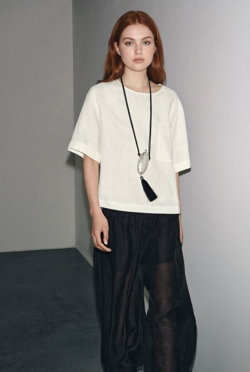 Linen Short Sleeve Top