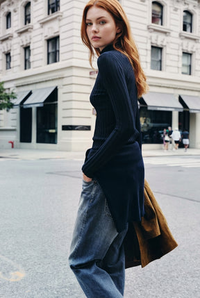 Ribbed Knit Polo Shirt